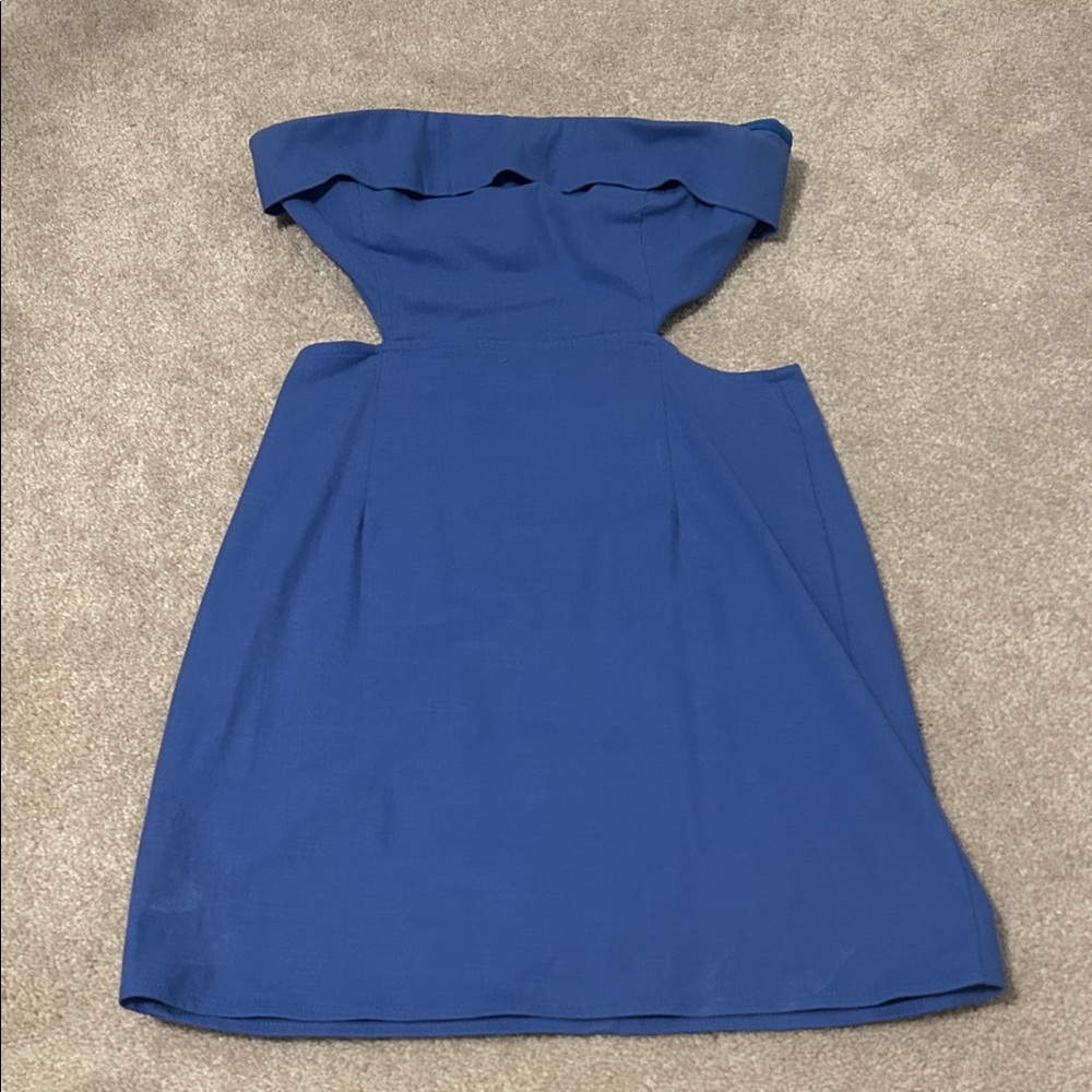 Elegant Blue Strapless Mini Dress